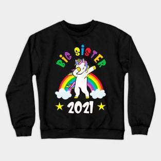 Big Sister 2021 Dabbing Unicorn Girls Gift Idea Crewneck Sweatshirt